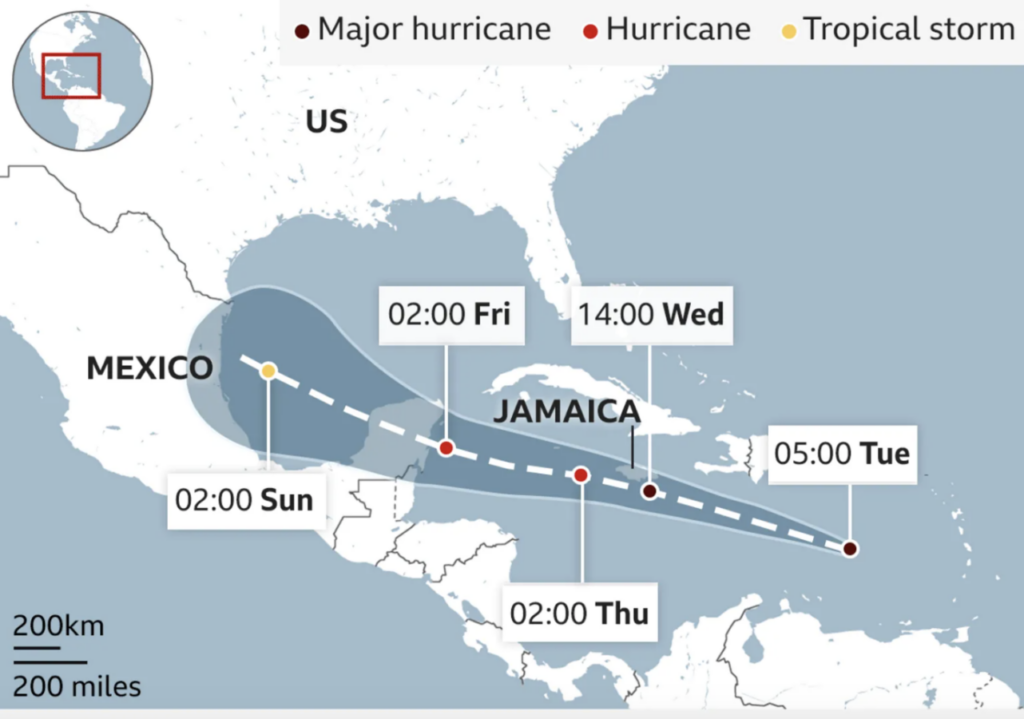 Hurricane Beryl tearing through the Caribbean